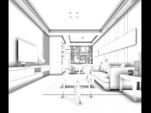 stylish avant-garde living room design 146 Model 3D
