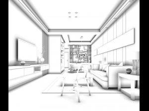 stylish avant-garde living room design 146 3D Model