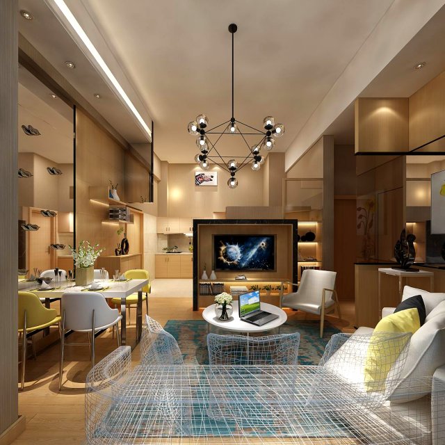 stylish avant-garde living room design 147 3D Model .c4d .max .obj .3ds .fbx .stl .blend 