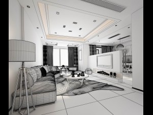 stylish avant-garde living room design 148 3D Modell
