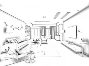 stylish avant-garde living room design 150 3D Model