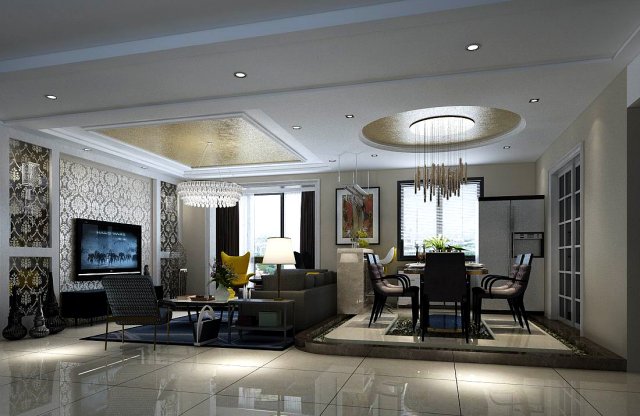stylish avant-garde living room design 152 3D Model .c4d .max .obj .3ds .fbx .stl .blend 