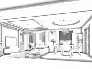 stylish avant-garde living room design 152 3D Model