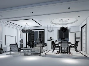 stylish avant-garde living room design 152 3D Model