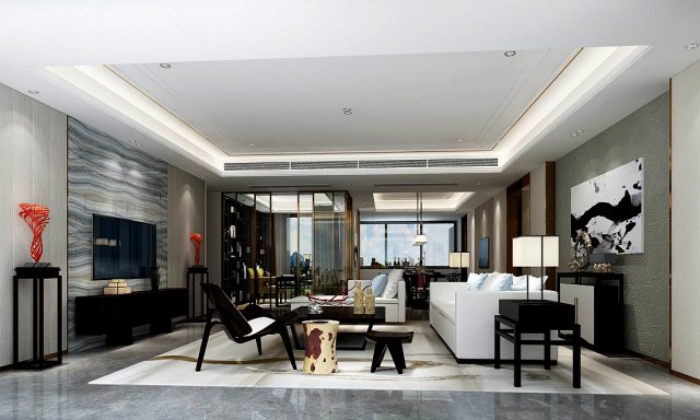 stylish avant-garde living room design 154 3D Model .c4d .max .obj .3ds .fbx .stl .blend 