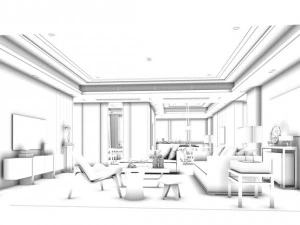 stylish avant-garde living room design 154 3D Model