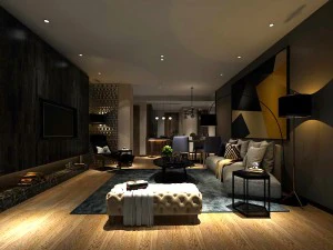 elegante diseño de sala de estar vanguardista 155 Modelo 3D