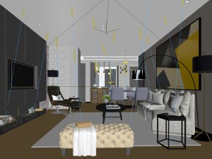 stylish avant-garde living room design 155 3D Model