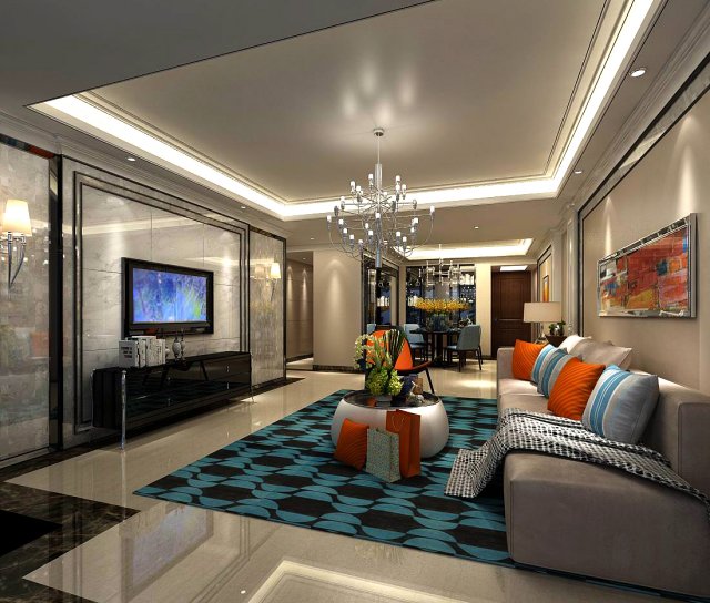 stylish avant-garde living room design 156 3D Model .c4d .max .obj .3ds .fbx .stl .blend 