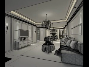 stylish avant-garde living room design 156 3D Model