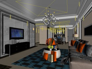 stylish avant-garde living room design 156 3D Model