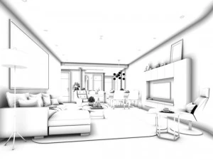 stylish avant-garde living room design 157 3D Model