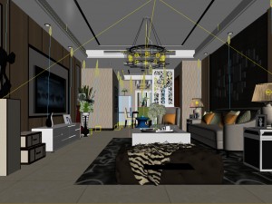 stylish avant-garde living room design 159 3D Model