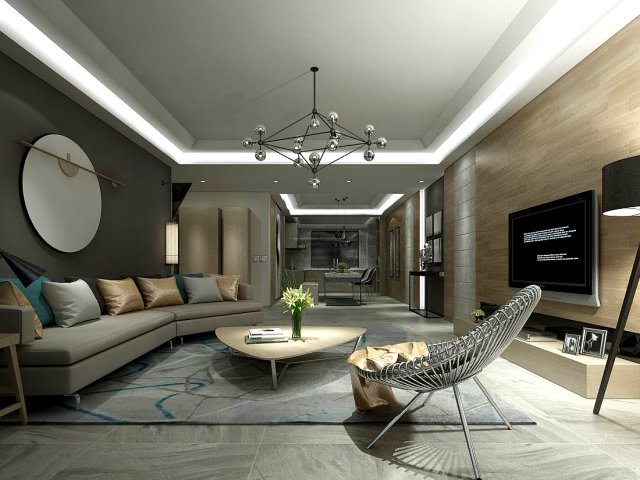 stylish avant-garde living room design 160 3D Model .c4d .max .obj .3ds .fbx .stl .blend 