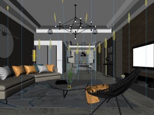 stylish avant-garde living room design 160 3D Model