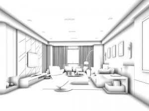 stylish avant-garde living room design 161 3D Model