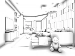 stylish avant-garde living room design 162 3D Model