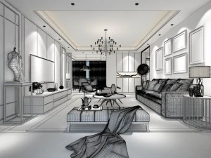 stylish avant-garde living room design 164 3D Model