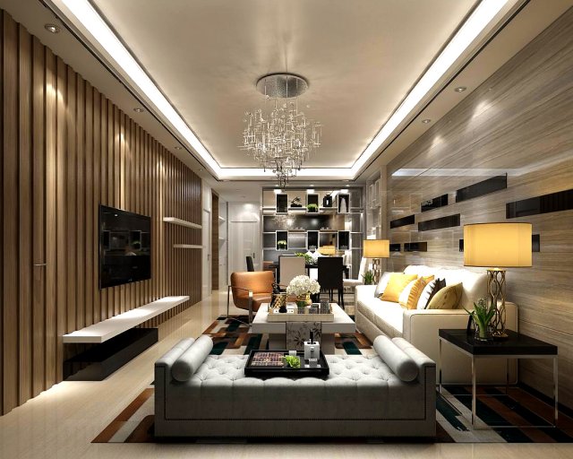 stylish avant-garde living room design 165 Modèle 3D .c4d .max .obj .3ds .fbx .stl .blend 