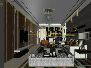 stylish avant-garde living room design 165 3D Model