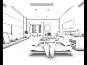 stylish avant-garde living room design 166 3D Model