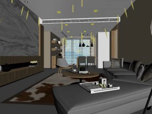 stylish avant-garde living room design 167 3D Model