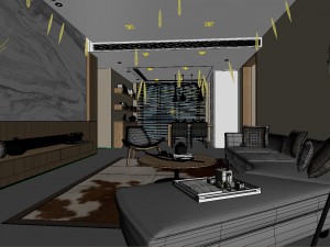 stylish avant-garde living room design 167 3D Model