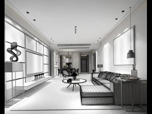 стильный авангардный дизайн гостиной 168 3D Модель