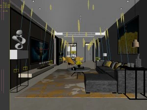 стильный авангардный дизайн гостиной 168 3D Модель