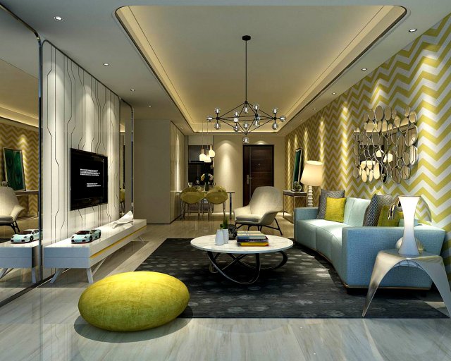 stylish avant-garde living room design 169 Modello 3D .c4d .max .obj .3ds .fbx .stl .blend 