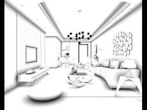 stylish avant-garde living room design 169 Modello 3D