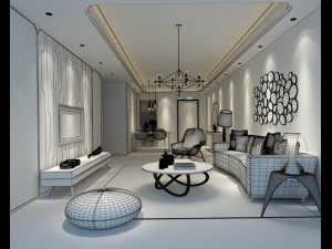 stylish avant-garde living room design 169 Modello 3D