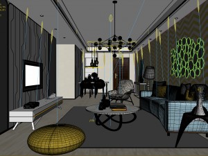 stylish avant-garde living room design 169 Modello 3D