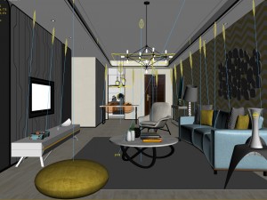 stylish avant-garde living room design 169 Modello 3D