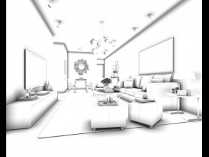stylish avant-garde living room design 170 Modello 3D