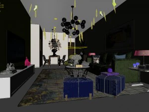stylish avant-garde living room design 170 3D Model