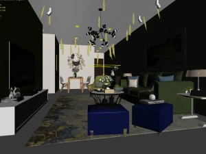 stylish avant-garde living room design 170 3D Model