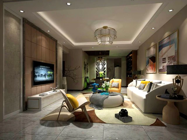 stylish avant-garde living room design 171 3D Model .c4d .max .obj .3ds .fbx .stl .blend