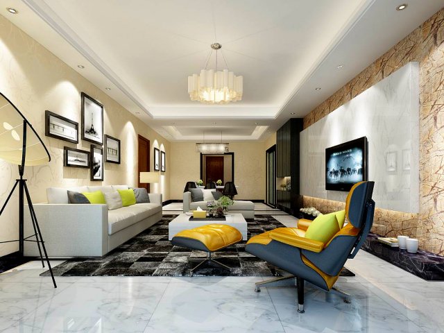 stylish avant-garde living room design 172 3D Modell .c4d .max .obj .3ds .fbx .stl .blend