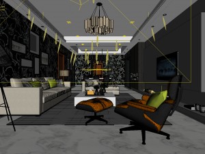 stylish avant-garde living room design 172 3D Modell