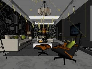 stylish avant-garde living room design 172 3D Model