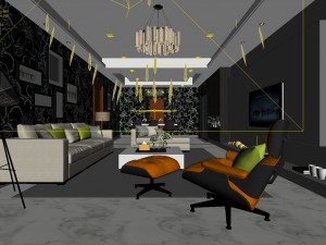 stylish avant-garde living room design 172 3D Modell