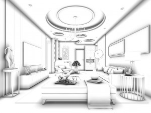 stylish avant-garde living room design 174 Modello 3D