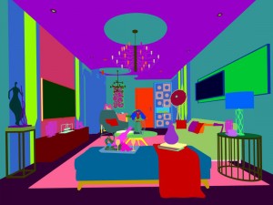 stylish avant-garde living room design 174 Modello 3D