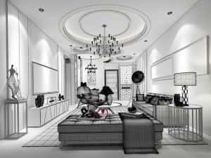 stylish avant-garde living room design 174 Modello 3D