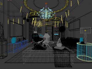 stylish avant-garde living room design 174 Modello 3D