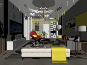 stylish avant-garde living room design 174 Modello 3D