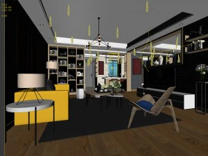 stylish avant-garde living room design 177 3D Model