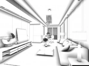 stylish avant-garde living room design 178 3D Model