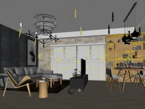 stylish avant-garde living room design 179 3D Model